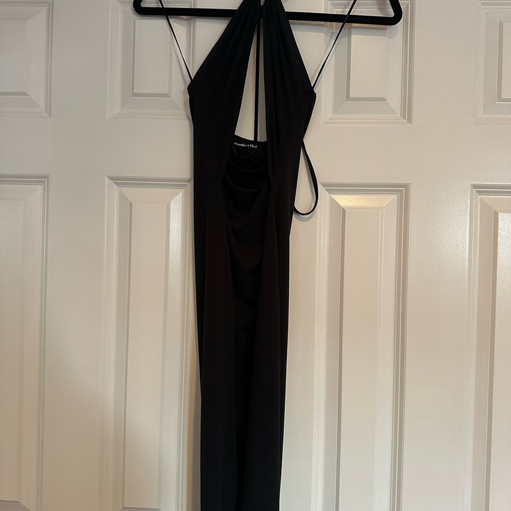 Abercrombie & Fitch Black Midi Halter Dress